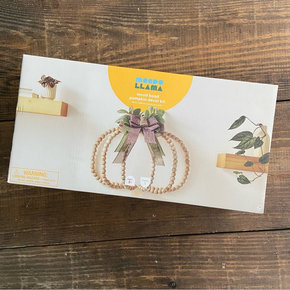 Wood Bead Pumpkin Decor Kit - Natural